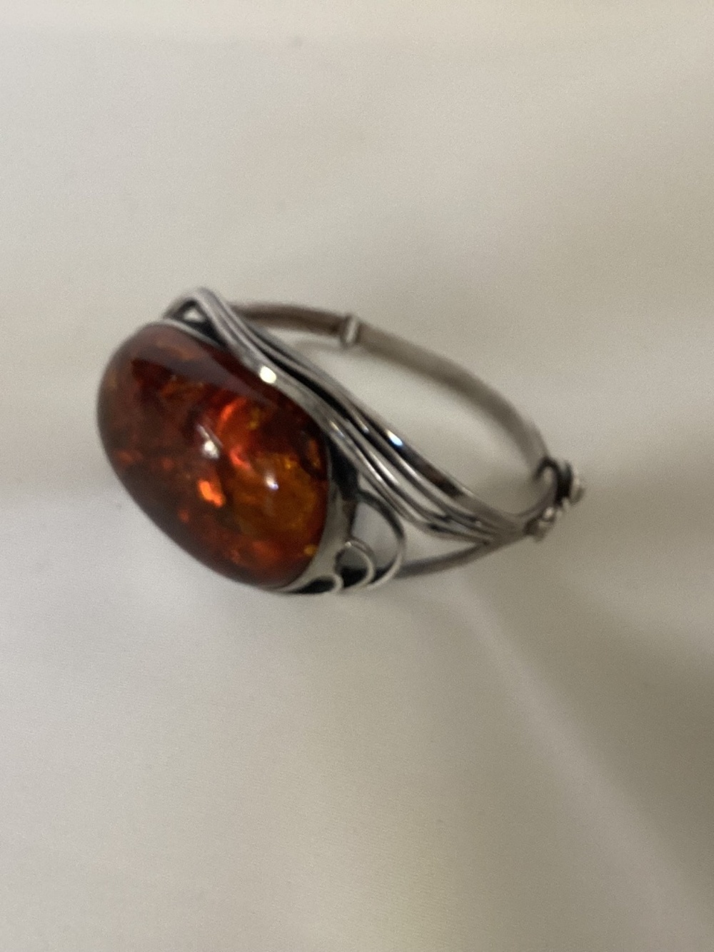 Amber and silver bracelet